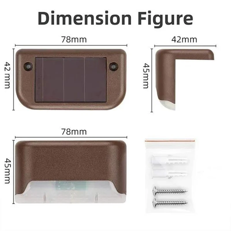 Solar Deck Lights Outdoor Waterproof, IP44 LED Fence & Step Lamps, 4-Pack Solar Powered, Auto On/Off, for Patio Stairs, Railings, Balcony, Garden Pathway