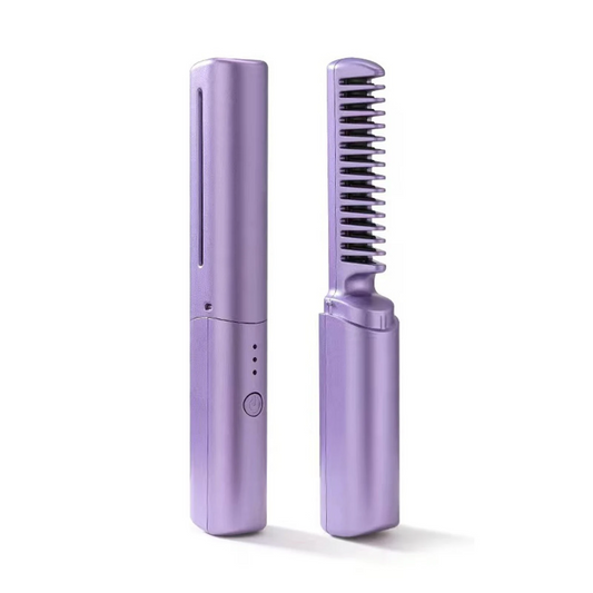 Purple hair straightener on a white background