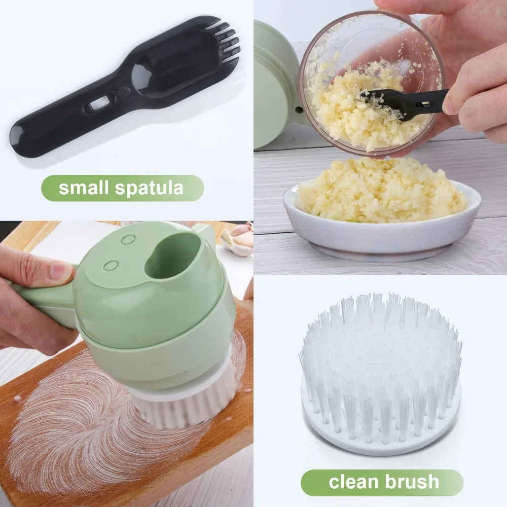 Easy clean brush and spatula for portable mini chopper