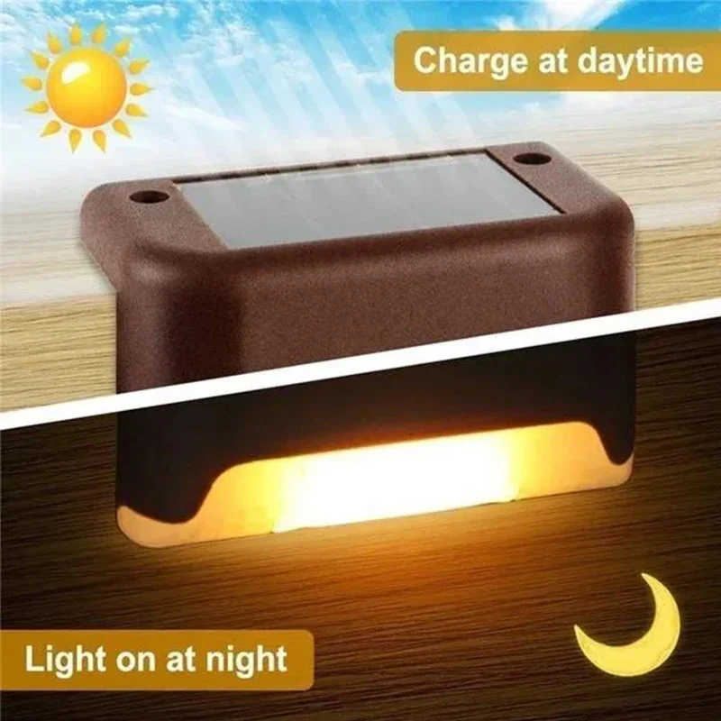 Solar Deck Lights Outdoor Waterproof, IP44 LED Fence & Step Lamps, 4-Pack Solar Powered, Auto On/Off, for Patio Stairs, Railings, Balcony, Garden Pathway