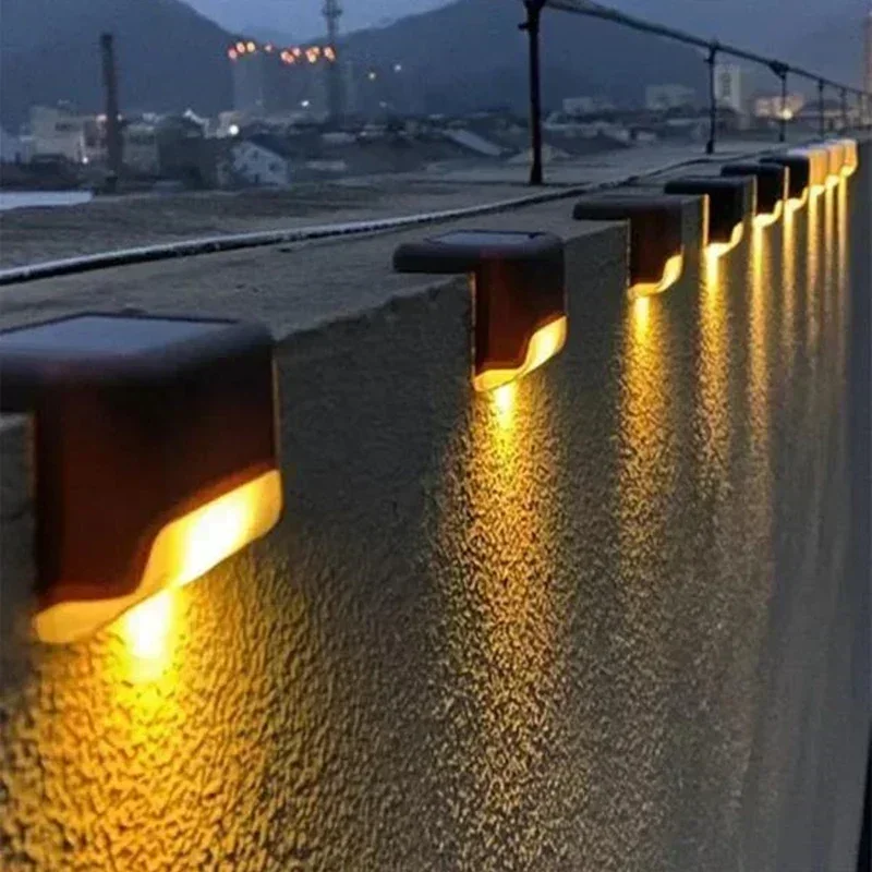 Solar Deck Lights Outdoor Waterproof, IP44 LED Fence & Step Lamps, 4-Pack Solar Powered, Auto On/Off, for Patio Stairs, Railings, Balcony, Garden Pathway